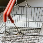 Empty Metal Shopping Basket Casting shadow