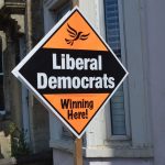 Liberal Democrats Garden Poster Sign in Frome, Somerset, England, United Kingdom. 18th June 2024.