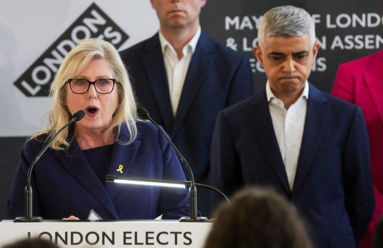 Conservative party candidate Susan Hall speaks as Labour's Sadiq Khan is re-elected as the Mayor of London, at City Hall, London. Picture date: Saturday May 4, 2024.