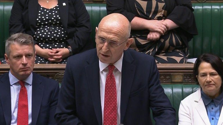 Screen grab of Defence Secretary John Healey making a statement to MPs in the House of Commons following the news that thousands of people are being relocated to the UK as part of a secret £850 million scheme set up after a personal data leak of Afghans w