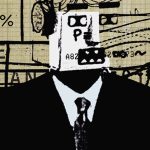 Businessman with robotic head