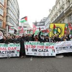 London, UK, 13th January 2024. 1000s gathered for the 7th National march for Palestine, part of a global action for a full ceasefire in Gaza. Protest marches took place in 60 cities, 36 countries and across 6 continents, opposing Israel's bombardment of t