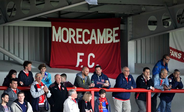 Morecambe FC fans in the stands.
