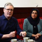 Britain's Prime Minister Keir Starmer, left, and Home Secretary Shabana Mahmood attend their visit to Peacehaven Mosque in Peacehaven, England, in Oct. 23, 2025. (Peter Nicholls/Pool Photo via AP)