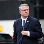 Andrew Rosindell, Conservative MP for Romford, outside the UK Parliament ahead of a parliamentary vote on new coronavirus restrictions amid the COVID-19 coronavirus pandemic. 2021.