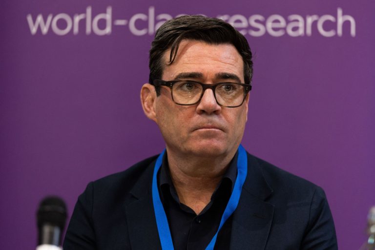 Manchester, UK. 06 OCT, 2025. Andy Burnham, Mayor of Greater Manchester, speaks at a fringe event at Friends Meeting House on day two of the Conservative Party Conference.  Credit Milo Chandler/Alamy Live News