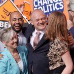 Liberal Democrat leader Sir Ed Davey (centre) arriving with deputy leader Daisy Cooper (left) and Josh Babarinde for the Liberal Democrat Party conference at Brighton Centre. Picture date: Tuesday September 22, 2026.